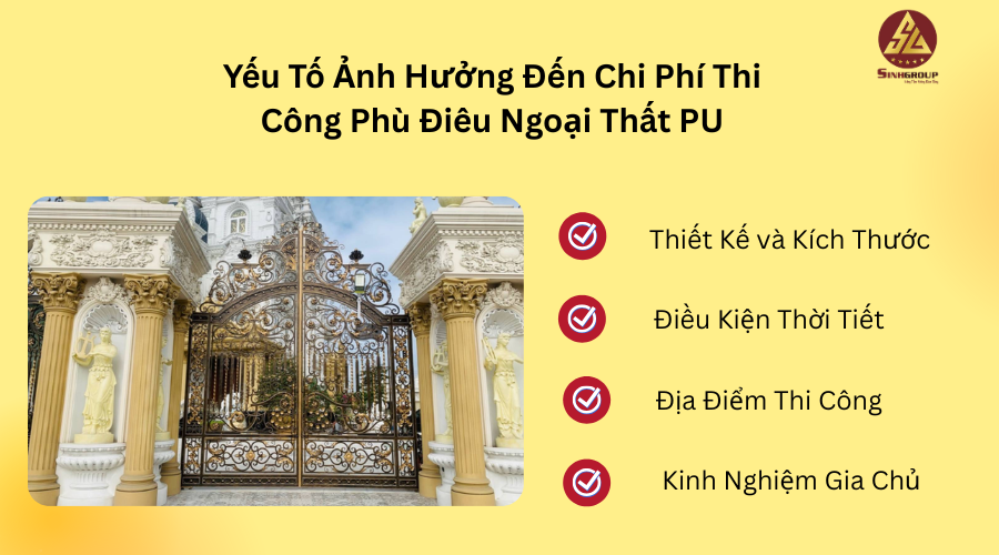 Yếu Tố Ảnh Hưởng Đến Chi Phí Thi Công Phù Điêu Ngoại Thất PU