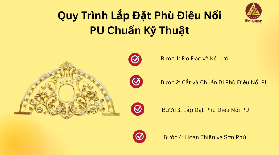Quy Trình Lắp Đặt Phù Điêu Nổi PU Chuẩn Kỹ Thuật